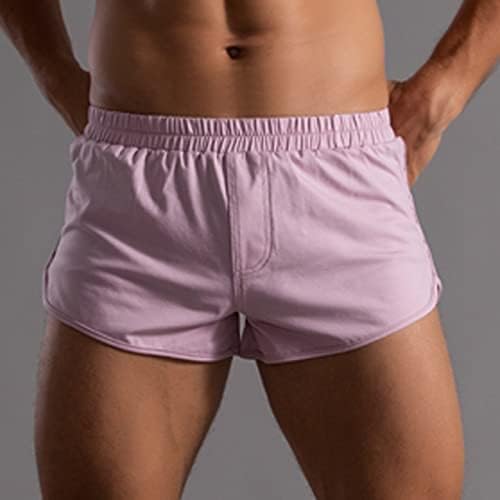 מכנסי בוקסר BMISEGM לגברים אורזים גברים בקיץ מכנסי כותנה בצבע אחיד רצועת כותנה אלסטית רופפת תחתונים קצרים
