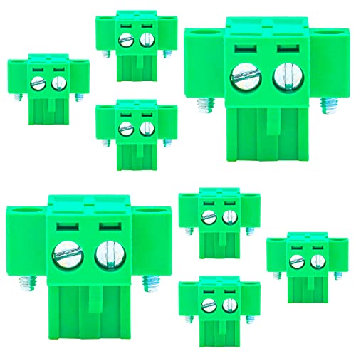 8 יחידות 5.08 ממ 2 פין פניקס סוג מחבר ירוק מעגל בורג תקע מסוף בלוק 2 מוט עם בורג אוגנים, 8 יחידות