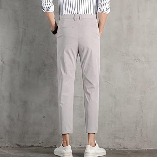 גברים קלאסי עסקי נוחות מכנסיים ישר רגל שטוח קדמי מחודד חליפת מכנסיים אולטרה קל משקל מוצק צבע מכנסיים