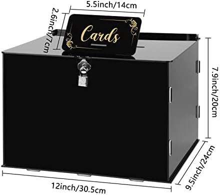 שחור ארקילי חתונה תיבת כרטיס ברור תיבת כרטיס עם מנעול וכרטיס סימן עבור קבלת חתונה בברכת גם מתנה כרטיס