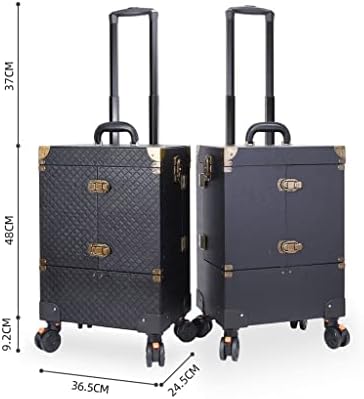 אמן איפור ציפורניים של Doubao מזוודות רולר מזוודות קיפול קופסת אחסון קוסמטית גדולה רטרו טרולי מארז