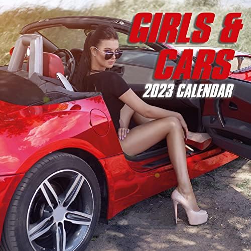 לוח שנה קיר מרובע 2023 - בנות ומכוניות, נוף חודשי 12 x 12 אינץ ', נושא 16 חודשים, נושא שנחשף