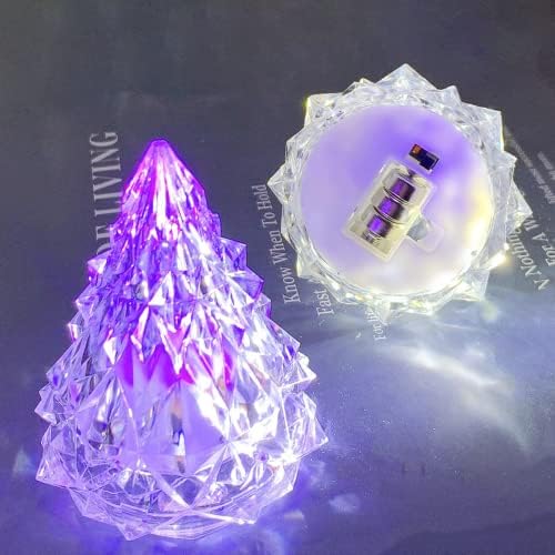 2 חתיכות - מנורת קרחון אלקטרונית, מנורת אטמוספרה של יהלום צבעוני דקורטיבי, נרות אלקטרוניים LED