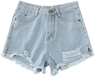 נשים בלוי קיץ ג 'ינס חור מכנסיים קצרים קרע ג' ינס ג ' ינס לנשים בגדי רחוב מכנסיים קצרים אור כחול מזדמן