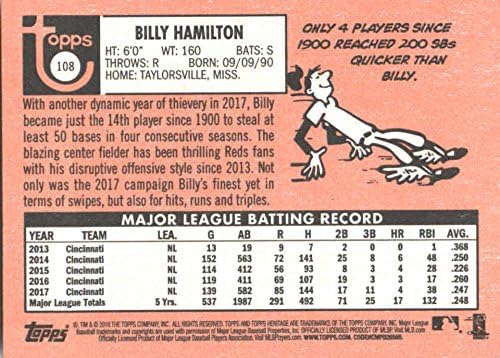 2018 Topps Heritage 108 Billy Hamilton Cincinnati REDS