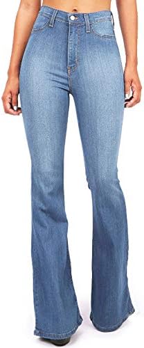 ג'ינס מתלקח לנשים מכנסי מכנסי כפתור רזים עם מכנסי כפתור רזים מתרחבים