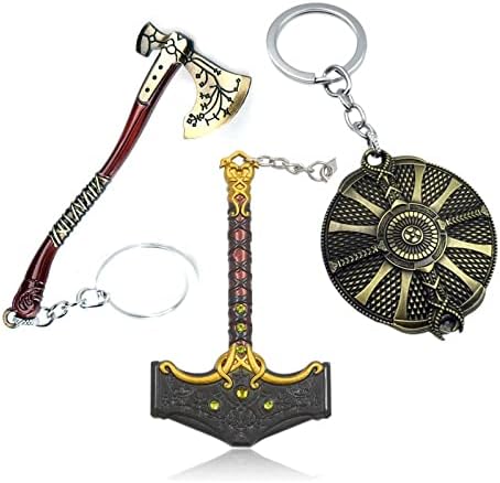 אלוהי המלחמה 5 מחזיקי מפתחות קראטוס-משחק נשק מחזיק מפתחות הפטיש של ת ' ור ושומר מגן קצף קראטוס