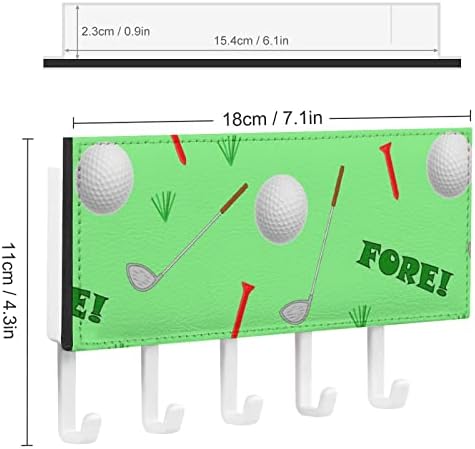 גולף כדור גולף טי דשא מחזיק מפתח עם מדף דואר 5 מארגן ווים לכניסה לקיר דקורטיבי רכוב