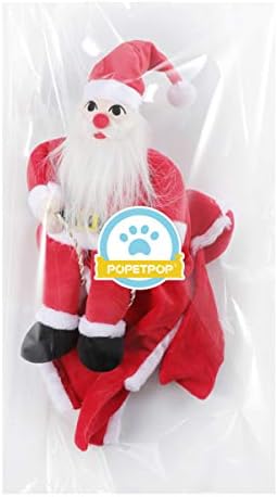 כלב פופטפופ סנטה קלאוס רוכב על תחפושת לחג המולד - בגדי חיות מחמד מובחרים תלבושת רכיבה על חג המולד לחתולים קטנים