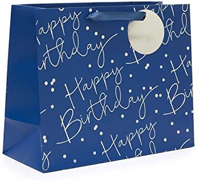שקית מתנה גדולה בשבילו, יום הולדת זכר-עיצוב כחול, על ידי ברכות בריטניה