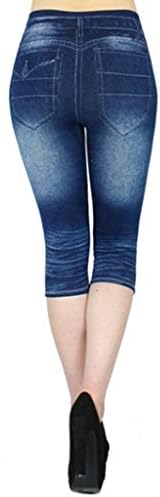 Vowua jean חותלות לנשים בתוספת גודל מותניים בגודל קפרי קצוץ חותלות ג 'ג'ינס נמתח ג'ין מראה טייץ' טייץ '