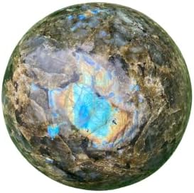 כדור טבעי גדול לברדוריט רוק קוורץ כדור קריסטל כדור סופר נוצץ כחול וזהב זהב גדול תצוגה יפה מזבח רייקי ענק לברדוריט