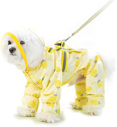 MITILI כלב חמוד כלב מעיל גשם עם ארבע רגליים עם ארבע רגליים, כל כלול עם כובע, ז'קט גשם אטום למים