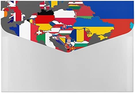 מפת דגל של אירופה & צפון אפריקה קובץ תיקיית מסמך תיק עם 4 גודל נייד הגשת ארגונית פאוץ