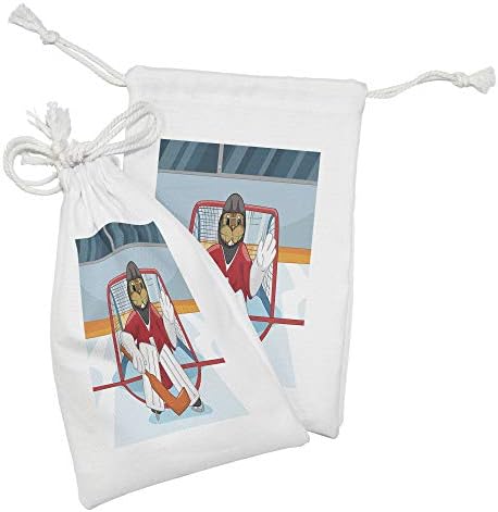 סט כיס הבד של אמבסון הוקי סט של 2, ביבר בסגנון קריקטורה משחק כעיצוב פעילות מהנה בשוער עיצוב קמע חיה, תיק משיכה