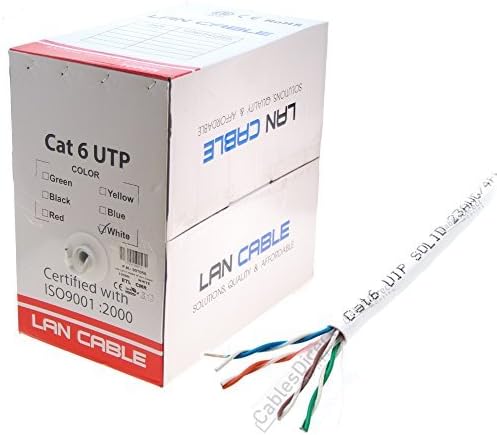 כבלים ישירים מקוונים Cat6 1000 רגל כבל Ethernet בתפזורת, סמ חשוף חשוף נחושת מוצק, 23 AWG, REELEX