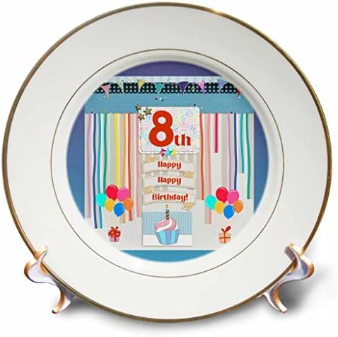 תמונת 3 של תגית יום הולדת 8, קאפקייקס, נר, בלונים, מתנות, זרמים - צלחות