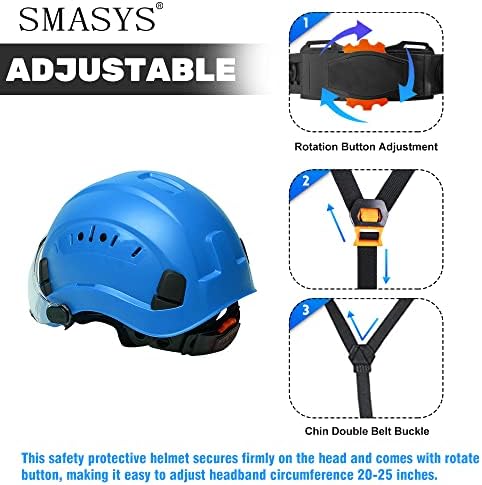 SMASYS בטיחות כובע קשה ABS קסדת ABS מתכווננת עם מתלה 6 נקודות מגן מושלם לבנייה