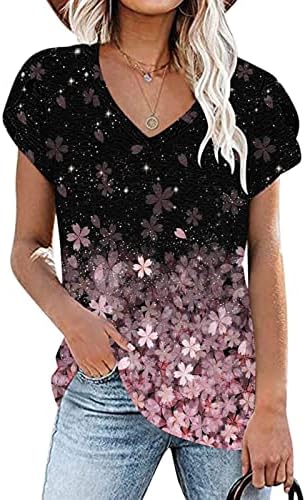 גודל קטן נשים חולצות נשים מקרית פרחים פרינגטינג חולצות קיץ כותרת שרוול מקרית חולצות חולצה