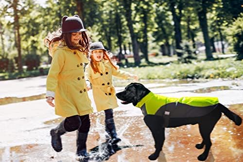 XL אטום למים מעיל גשם של כלב - מעיל גשם של כלבים צהובים עם רירית רשת נושמת בתוך מעיל גשם של כלבים לכלבים קטנים,