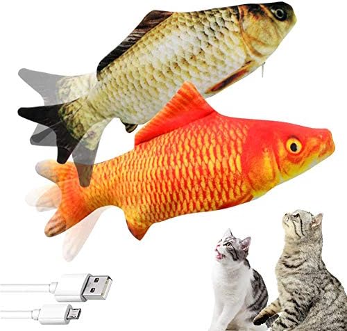 M Maius 2 חבילה צעצועים לחתול דגים דגים חשמליים, צעצועים קטניפ דגים, צעצועים דגים של חתול נעים, צעצועים