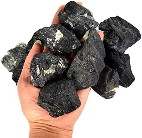 Bluequeen 250GM אבן גולמית טבעית שחורה שחורה שחורה מחוספסת שחורה שחורה טורמלין גולמי אבנים לוויברציות
