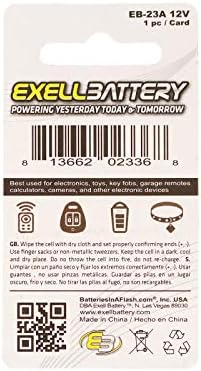 Exell EB-23A Alkaline 12V סוללה מחליפה 27A, A27, B-1, CA22, EL-812, EL812, G27A, GP27A, L828, MN27,