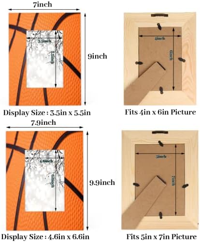 Auuxva 5 x 7 מסגרות תמונה עץ, מרקם כדורסל מסגרות צילום קולאז 'לקיר או שולחן שולחן דקורטיבי ספורט תצוגה