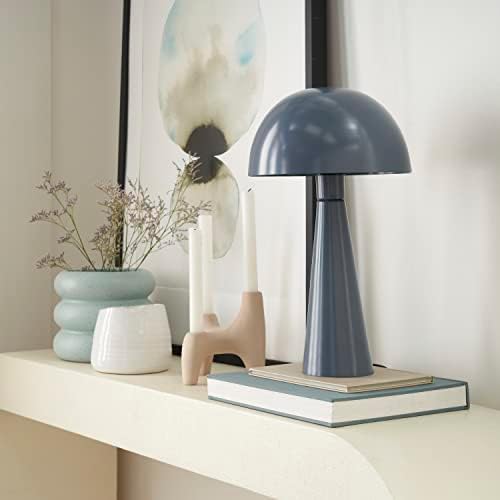 נוריסון 16 אפור מודרני פטריות מנורת שולחן מבטא עם חוט תקע, מנורת שולחן כפת מתכת מינימליסטית, אור