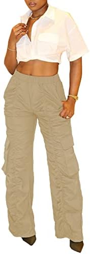 מכנסי רץ לנשים ווגטיים מכנסיים אלסטיים מותניים גבוהים עייפות צבא עייפות מכנסי מטען ישר מכנסי עבודות