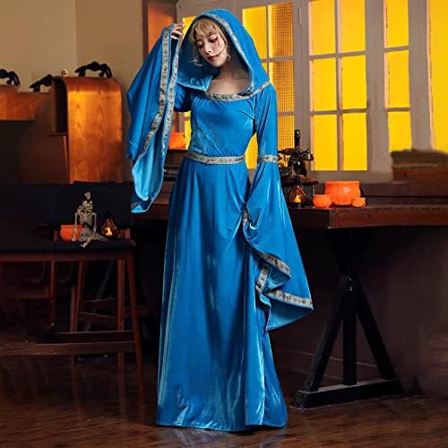 נשים של ימי הביניים סלעית שמלות רנסנס קטיפה חלוק בציר משפט סגנון תלבושות ארוך שרוול כדור מלכת שמלה