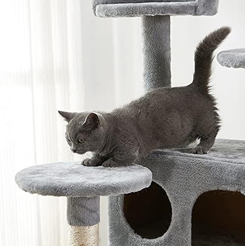 חתול מגדל, 52.76 סנטימטרים חתול עץ עם סיסל מגרד לוח, חתול עץ עם מיטה עם מרופד פלטפורמה, 2 יוקרה דירות, עבור