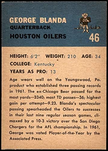 1962 Fleer 46 George Blanda Houston Oilers NM Oilers Kentucky