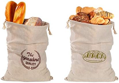 שקיות לחם פשתן טבעי אהיואן 2 חבילה 11 על 15 אינץ ' פשתן פשתן ללחם ביתי שקיות אחסון מזון לשימוש חוזר שקיות