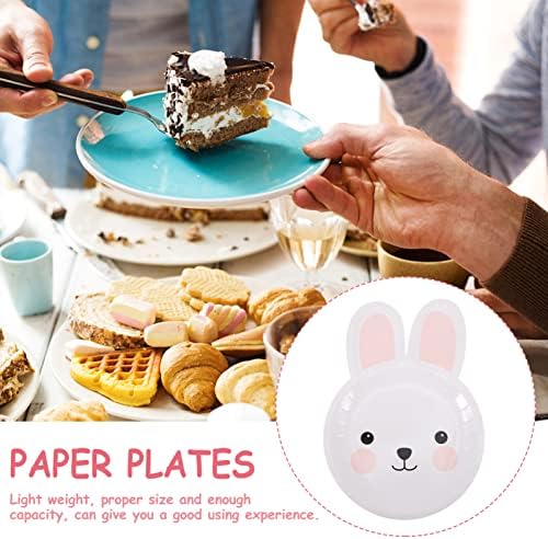 צלחות מסיבת פסחא 8 יחידות צלחות נייר חד פעמיות ארנב עיצוב אוכל אוכלים חמוד כלי שולחן ארנב אחד- מגש קינוח