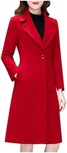 PRDECEXLU חורף שרוול ארוך מעילי אופנה נשים מעילי כפתור עבודה ארוך טוויד נינוח בכושר מגניב צבע מוצק