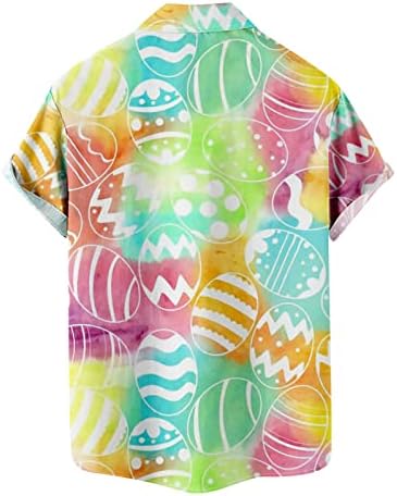 חולצות פסחא לגברים אופנה הדפסת גרפיקה טייז הוואי עליון שרוול קצר חוף נוח חולצה חולצה מזדמנת עם כיס