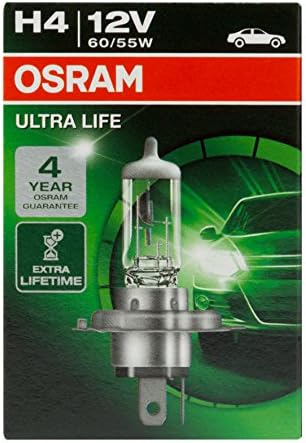 Osram Ultra Life H4 נורות פנס רכב 12V 60/55W 64193 אולטה שלפוחית ​​אולסטית אריזה יחידה