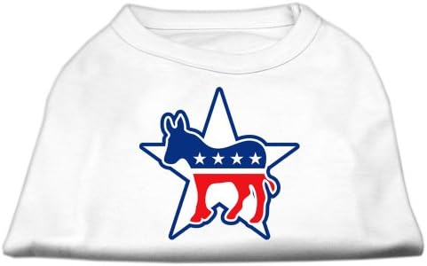 מוצרי חיות מחמד של מיראז ', חולצת הדפס מסך דמוקרטית בגודל 8 אינץ' לחיות מחמד, X-SMALL, לבן