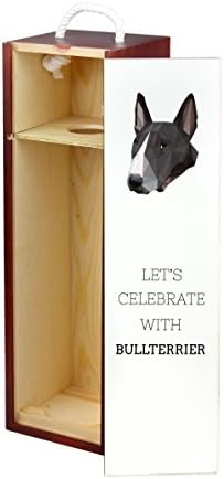 Bullterrier, קופסת יין מעץ עם תמונה של כלב, גיאומטרי