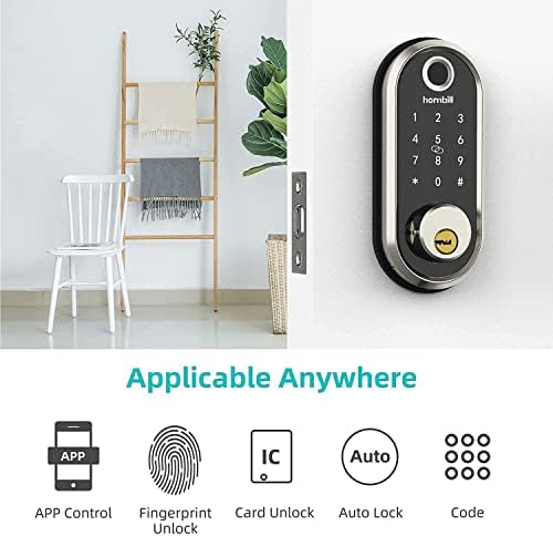Bornbill Smart Deadboll, מנעול דלת כניסה ללא מפתח עם טביעת אצבע ביומטרית, מנעול חכם אלקטרוני Bluetooth