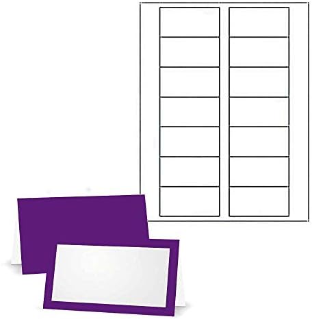 כרטיסי מקום סגול - סגנון אוהל - תוויות מדפסת אינדיבידואליות או להדפסה - ציוד מסיבות נייר מכתבים