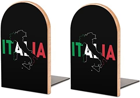 איטליה דגל מפת עץ תומכי ספרים ללא החלקה ספר עומד ספר בעל ספר מסתיים תומך מדף ספרים מדפי דקור 1 זוג