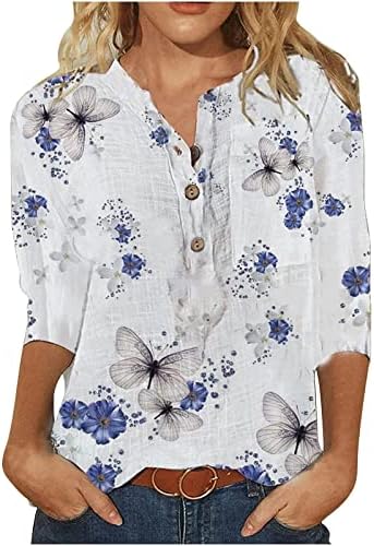 חולצות לנשים חצי שרוול קיץ אופנה מקרית טרנדי מודפס טי חולצה כפתור מחשוף חולצות גבירותיי חולצות
