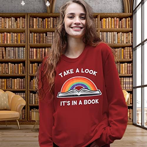 סווטשירט קשת סווטשירט נשים קוראת חולצות חובבות ספרים חולצה גרפית
