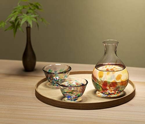 Aderia tsugaru vidro sake carafe סט 12.2 fl oz, זכוכית/בערך. כוס: 2.87 FL OZ CARAFE: 12.34 FL OZ, מיוצר ביפן