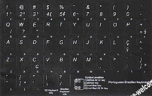 פורטוגזית-ברזיל שחור רקע מקלדת מדבקות ללא שקוף עבור מחשבים ניידים שולחן העבודה מקלדות