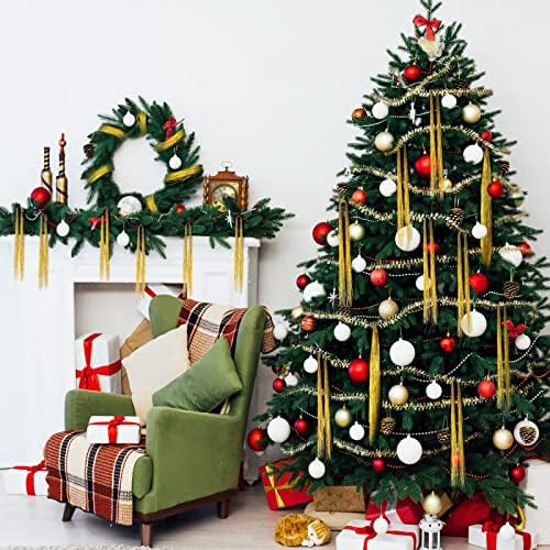 Mtlee 3000 גדילים קישוטי עץ חג המולד טינסל גרלנד גרד טינסל נייר כסף שוליים לחג המולד עיצוב