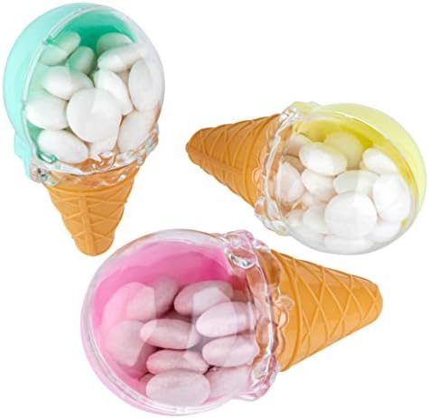 קופסאות ממתקים אקריליות בצורת גלידת המונט - חבילה 12 - 2.36 x4.33 - מושלם לחתונות, ימי הולדת, טובות מסיבות