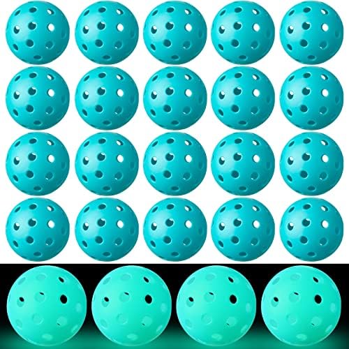 Tanlade 24 PCS כדורים חיצוניים כדורים חלולים זוהרים זוהרים בכדורים הכהים עם 40 חורים כדורי אימון מקורה למשחק